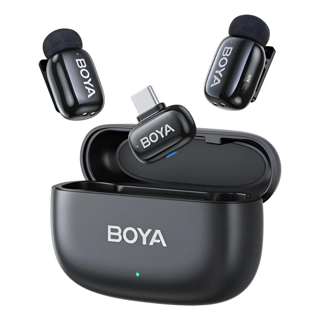 Microfone Sem Fio Boya Boya Mini-14 Usb C Lapela Preto