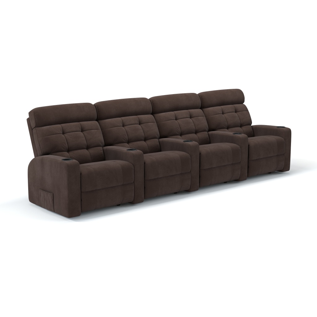 Sofá 4 Lugares Reclinável Elétrico com Massageador Linha Cinema em Tecido Bouclé com Braço