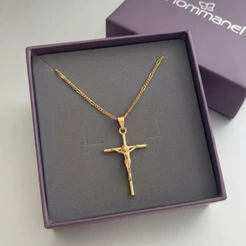 Cordão Masculino Rommanel Com Pingente 60cm Banhado A Ouro 18k