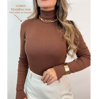 Blusa de Frio Cacharrel Tricô Tecido Grosso Gola Alta Manga Longa Inverno Confortável em Oferta na Shopee