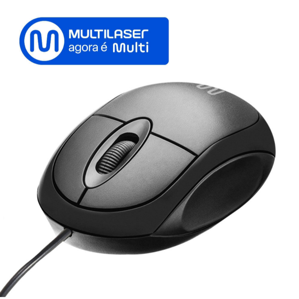 Mouse com Fio Multi Classic Box USB 1200 DPI com Design Compacto e Cabo de 1,2m – Preto MO100
