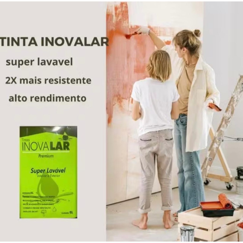 Tinta Super Lavável 18Kg Premium Inovalar 5Kg Durabilidade Sofisticação Fácil Manutenção Parede Sala