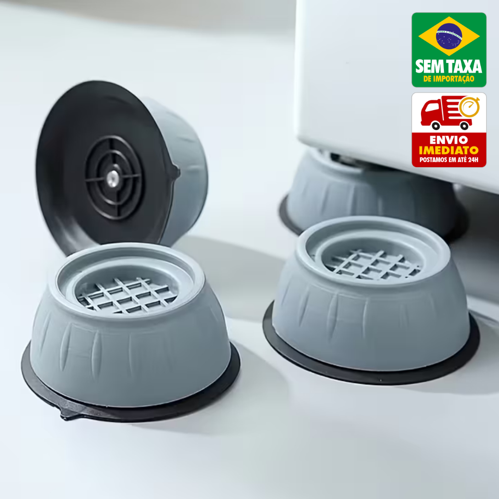 Kit 4 Pés Suporte Para Máquina de Lavar Anti Vibração Nivelador Amortecedor Borracha em Oferta na Shopee