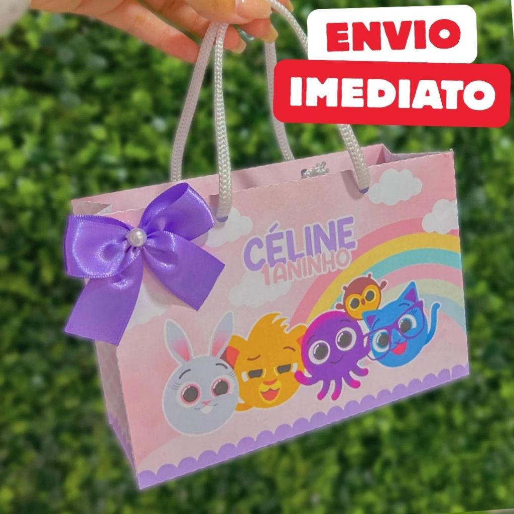 ENVIO RÁPIDO Sacolinha Surpresa Bolofofos Rosa Personalizada | Lembrancinha Festa Aniversário Maleta