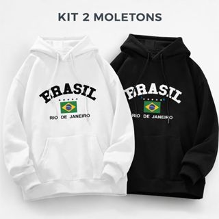Kit Moletom Brasil Unissex Casaco Flanelado Algodão Premium em Oferta na Shopee