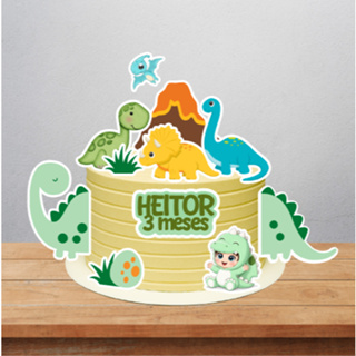 TOPO DE BOLO DINOSSAURO ANIVERSSARIO MESVERSARIO em Oferta na Shopee