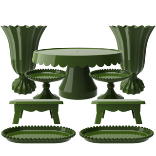 Kit Completo de Festa com 1 Boleira Popi Plus, 2 Vasos Popi, 2 Mesinhas, 2 Mini Boleiras Pérola e 2 Bandejas pérola em Oferta na Shopee