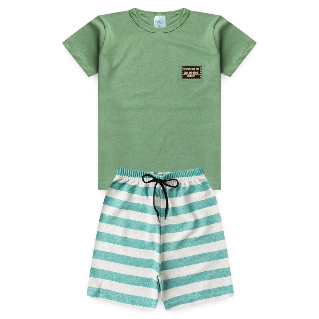 Conjunto Infantil Masculino Camiseta e Bermuda Menino Roupa Infantil Verão Casual l73