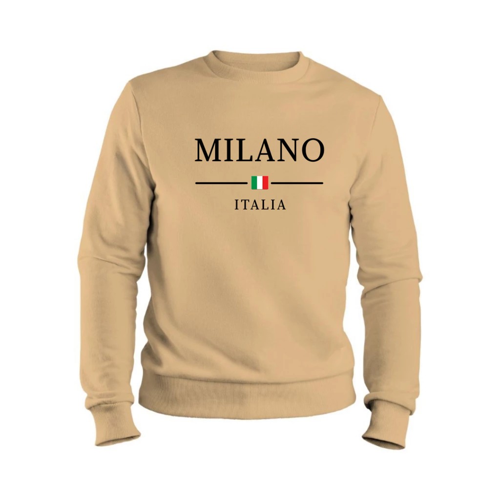 Blusa de Frio Moletom Careca Milano Italia Casual Flanelado Careca Gola Redonda Inverno