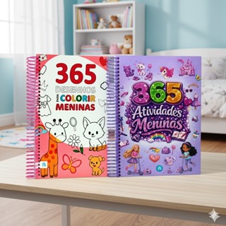 Kit 365 Meninas: Atividades + Desenhos (2 Livros) Espiral Coordenação motora caderno para colorir em Oferta na Shopee