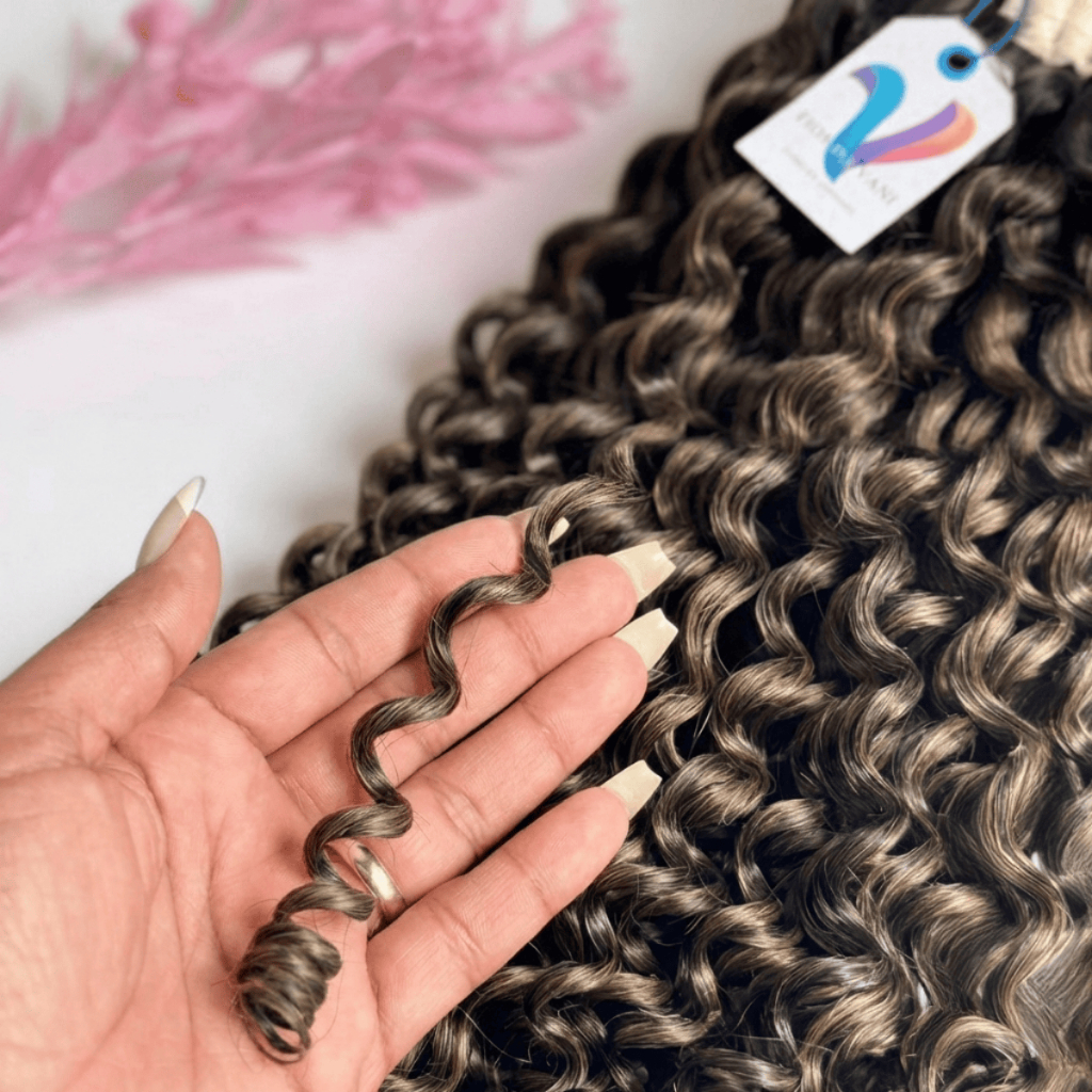 Cabelo Humano  Morena Iluminada Cacheado Tipo 2 de 55cm a 75cm - Definição e Volume. em Oferta na Shopee