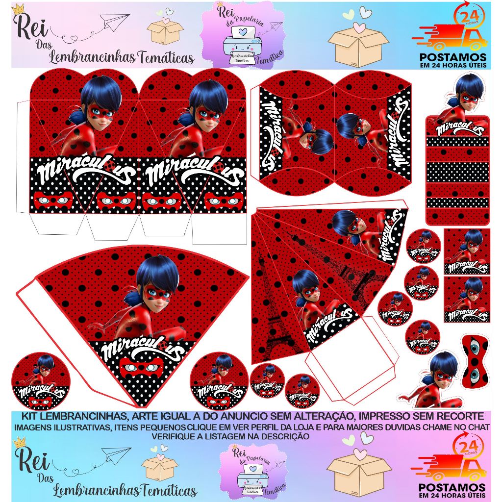 KIT LEMBRANCINHAS LADYBUG 170 OU 85 ITENS! ENVIO RAPIDO!!! em Oferta na Shopee