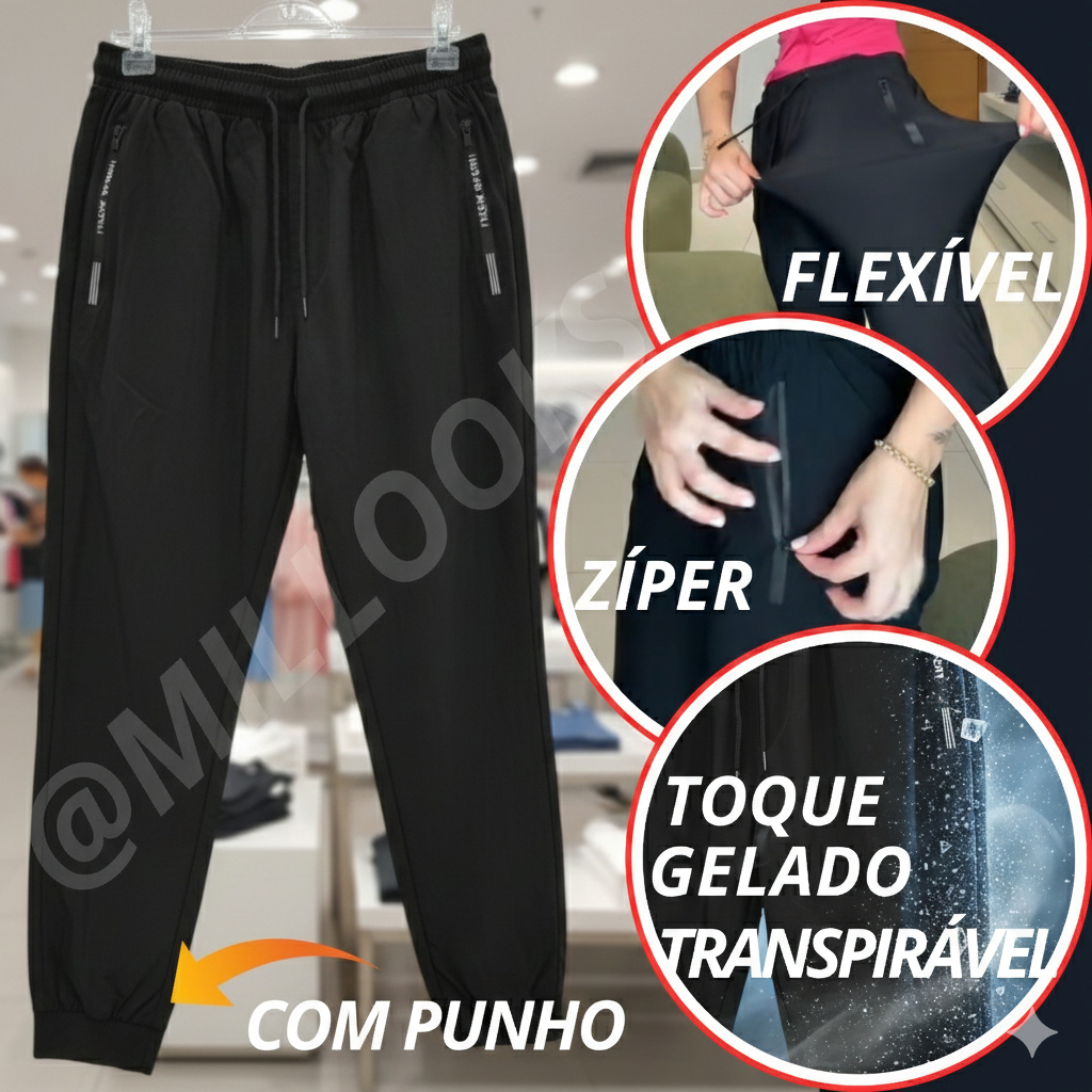 Calça Feminina Dry Fit Academia Toque Gelado Fitness Transpirável Elastano Tecido Tecnológico