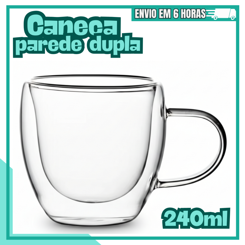 Xícara Vidro Borossilicato Parede Dupla 240ml Térmica Isolamento Térmico Bebidas Quentes Estilo Sofisticado em Oferta na Shopee