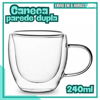 Xícara Vidro Borossilicato Parede Dupla 240ml Térmica Isolamento Térmico Bebidas Quentes Estilo Sofisticado em Oferta na Shopee