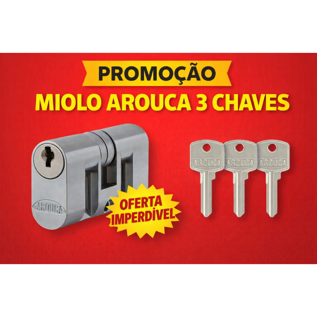 Cilindro Miolo Tambor Fechadura Arouca 3 chaves
