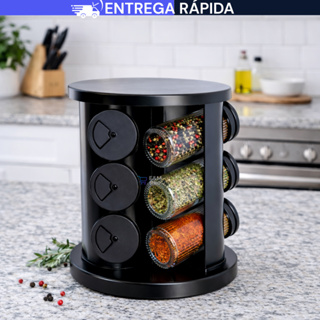 Porta Temperos Profissional Giratório 9 Potes Vidro Tampa Dosadora Condimentos PROMOÇÃO LIMITADA em Oferta na Shopee