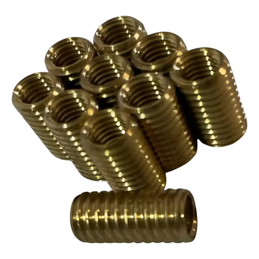 Bucha De Recuperar Rosca 6 X 8 / 1,25 / X 15 Mm - 50 Pçs. Dourado-escuro