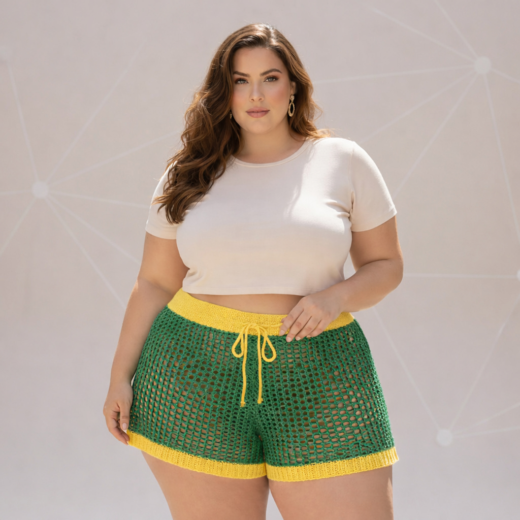Short Feminino Tricô Crochê Vazado Plus Size Saída de Praia Moderna e Estilosa Envio Imediato em Oferta na Shopee