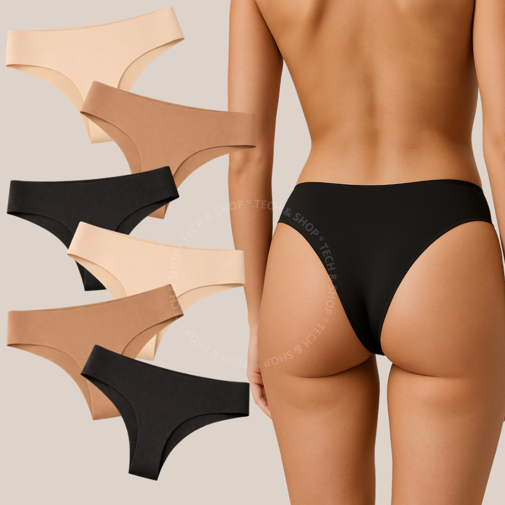 Kit Calcinhas Sem Costura Tanga Macio e Respirável Poliamida Premium em Oferta na Shopee