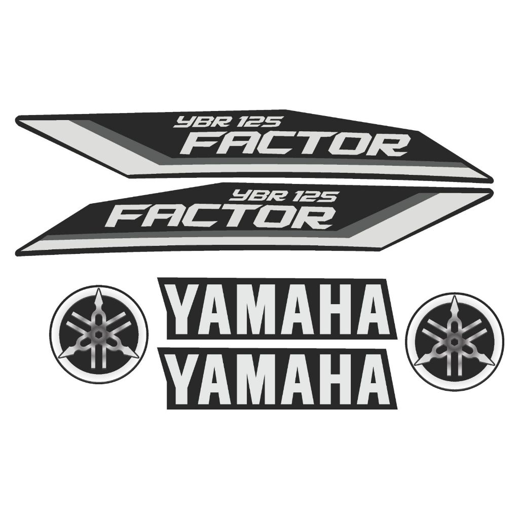 Kit com 6 Adesivos para Moto Yamaha Factor YBR 125 Várias Cores 2011 em Vinil Premium Laminado