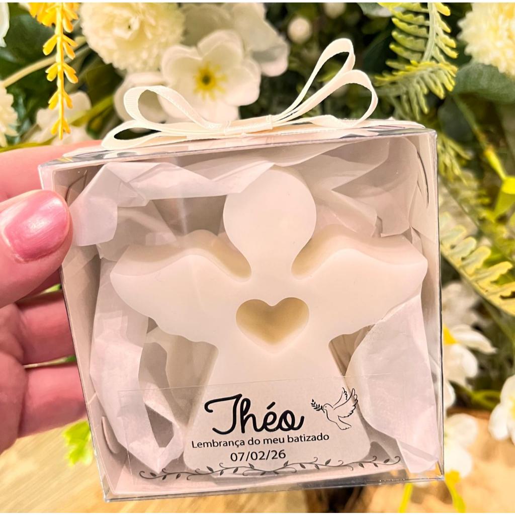 Lembrancinha Vela Anjinho Aromática na Caixinha Personalizada/Kit 5,10,15 unidades/Batizado e Datas Religiosas