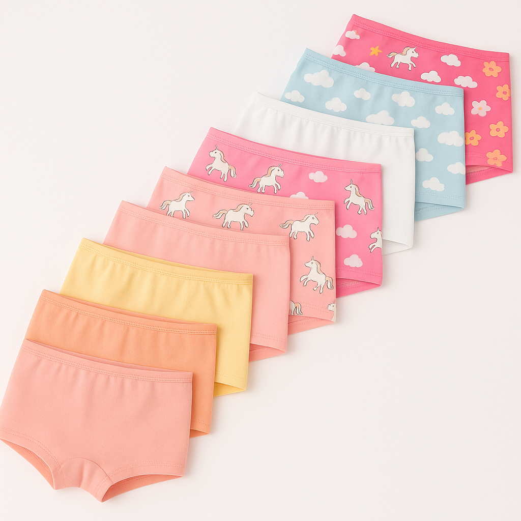 Kit 9 Calcinhas Infantil Para Meninas Modelo Shortinho Boxer Algodão Macio Estampas Sortidas