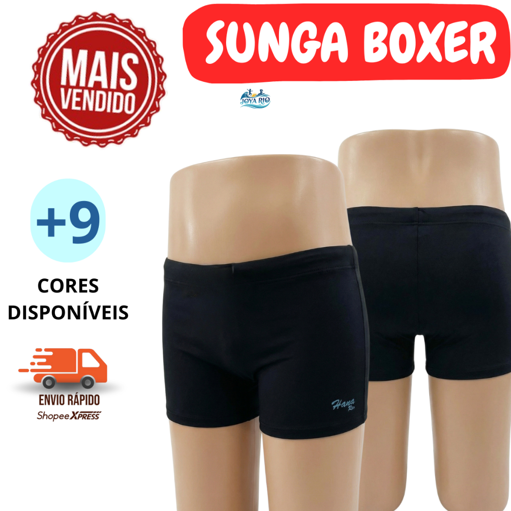 Sunga Boxer Lisa infantil/juvenil forrada 2 ao 16 anos com proteção UV