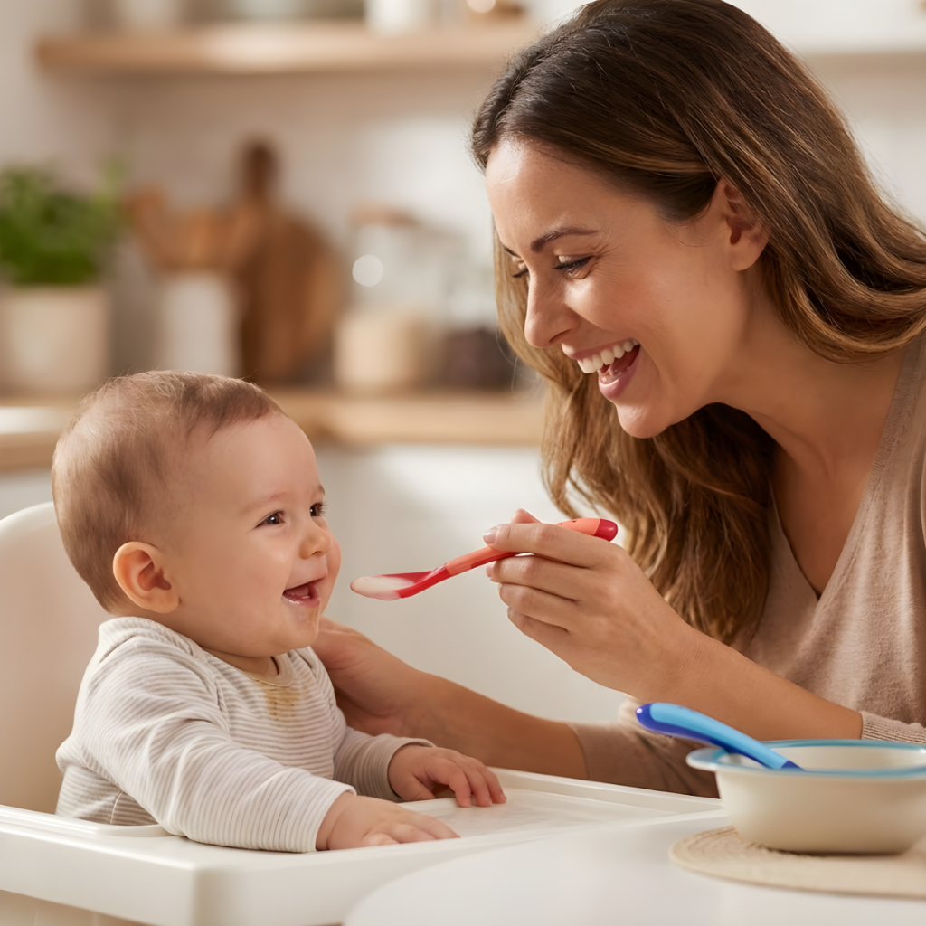 Colher infantil termosensivel introdução alimentar bebe azul vermelha
