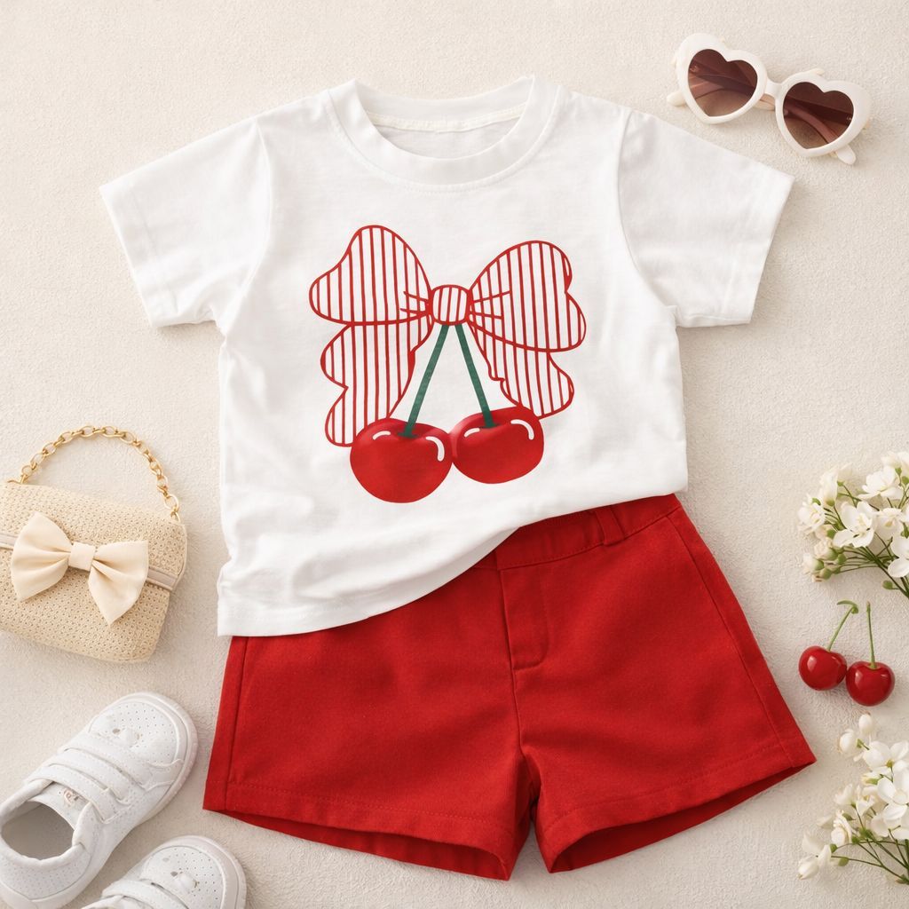 Conjunto Infantil Menina Confortável Estiloso Verão Look Infantil Delicado