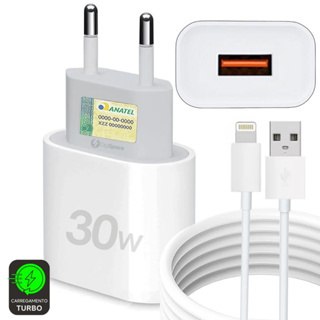 Carregador IPhone Turbo Completo Fonte 30w Rápido iPhone 6 7 8 X XR 11 12 13 14 USB-Lightning iOS 1M em Oferta na Shopee