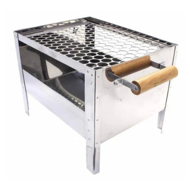 Mini Churrasqueira Portátil De Inox A Carvão Pequena