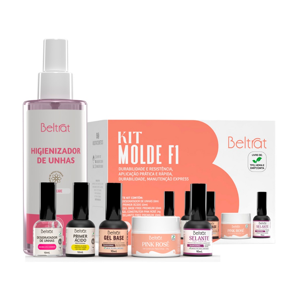 Beltrat - Kit Molde F1 Pink Rose 14g + Preparadores + Higienizador de Unhas em Oferta na Shopee