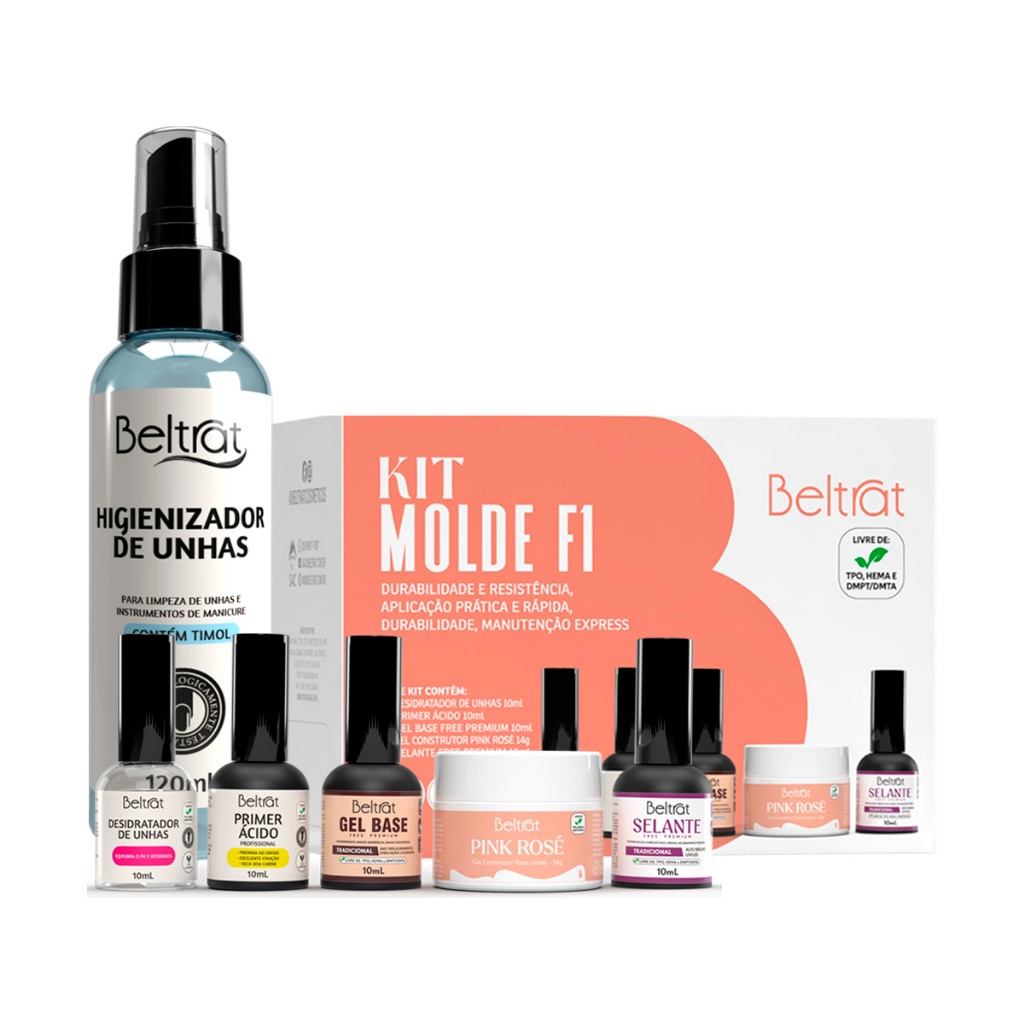 Kit Molde F1 Gel Pink Rose + Higienizador Á Escolher - Beltrat
