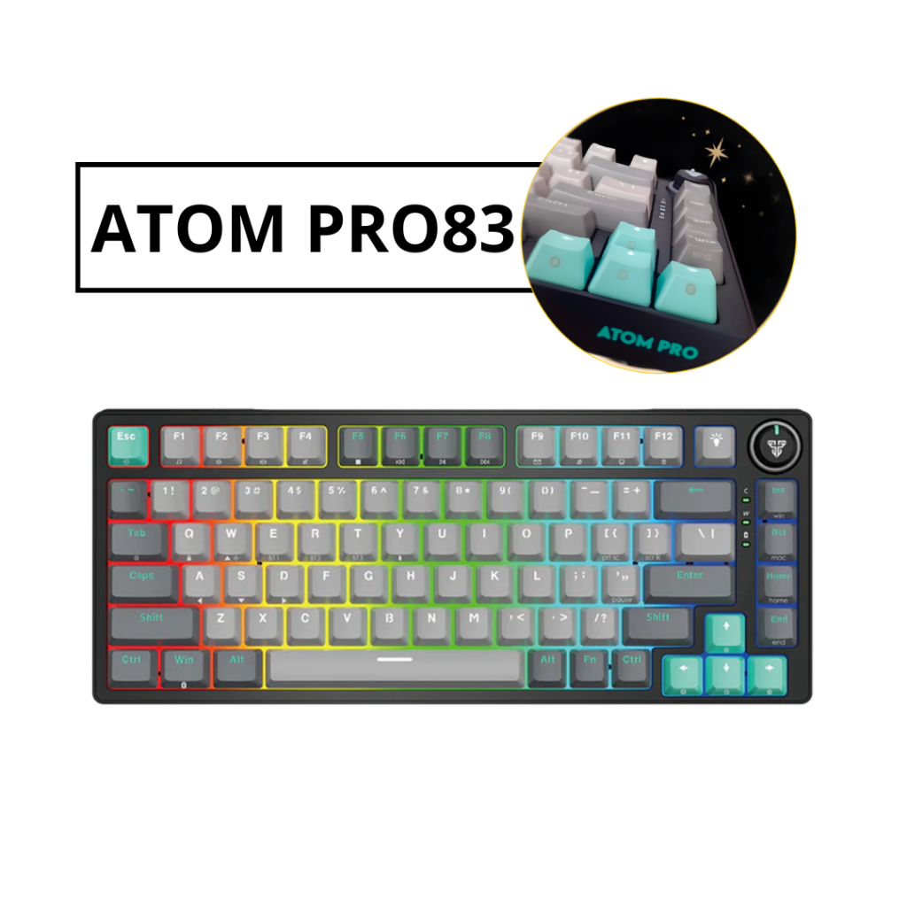 Teclado Mecânico ATOM PRO83 MERCURY Black (blue switch)