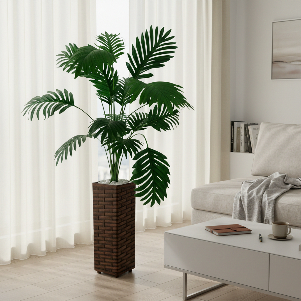 Planta Artificial Palmeira Toque Real com Vaso Grande Decorativo Decoração Enfeite Casa Sala