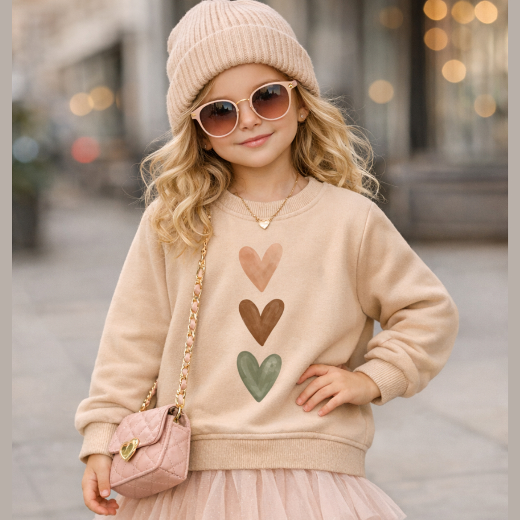 Moletom Casaco Infantil Corações Colorido Delicada Fofo Elegante Preto,Bege,Rosa,Azul,Branco em Oferta na Shopee