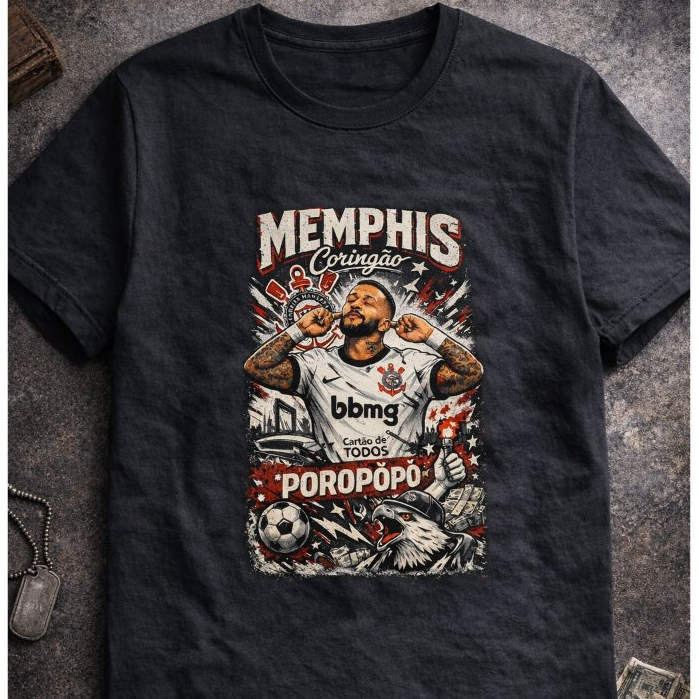 T-Shirt Corinthians Memphis Depay Exclusiva - Malha 30.1 100% Algodão Premium