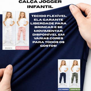Calça Jogger Bengaline Infantil – Estilo Casual, Conforto, Modelagem Flexível, Cores e Tamanhos. em Oferta na Shopee