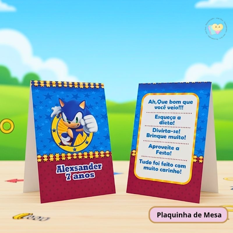 Kit Plaquinha de Agradecimento Sonic l Centro de Mesa l Personalizados l Lembrancinha l Festa l Aniversário l Decoração