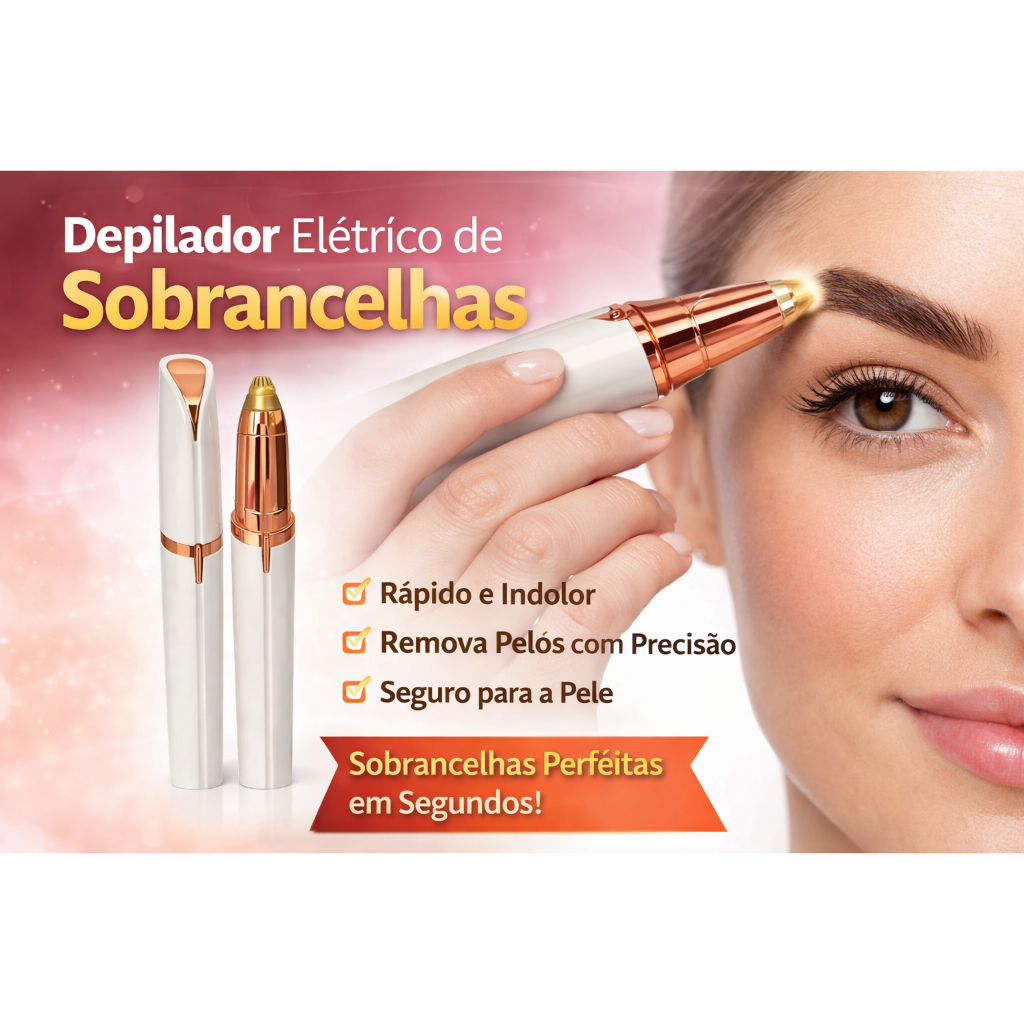 Depilador de Sobrancelha e buço Elétrico LED Indolor Recarregável Caneta Aparador Feminino