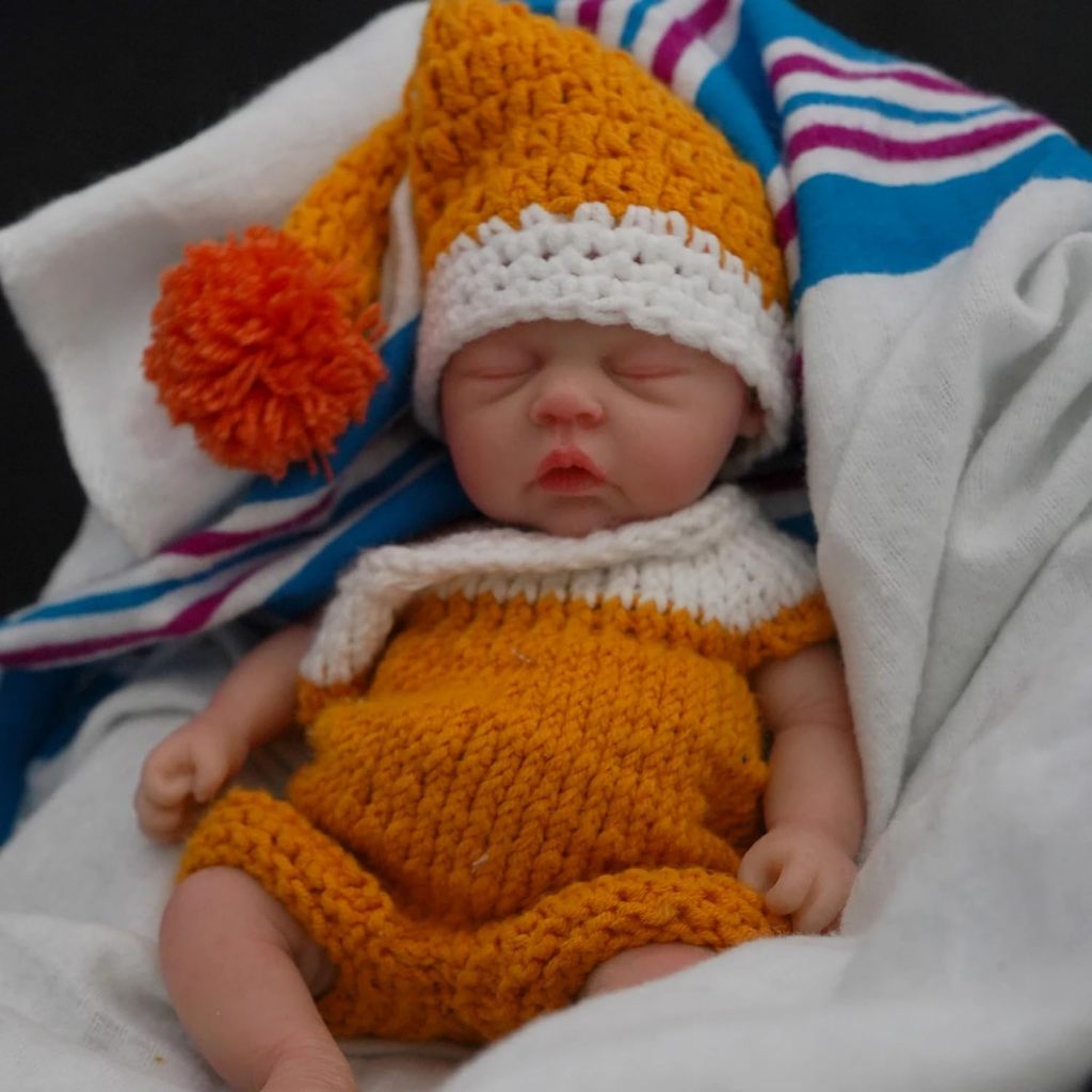 20cm Boneca Bebê Reborn Silicone Solido Olho fechado Pele Suave Feito A Mão Bras