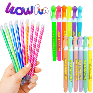 Kit 10 Canetas Wow Tipo Cis Spiro + 12 Marca Texto Masterprint em Oferta na Shopee