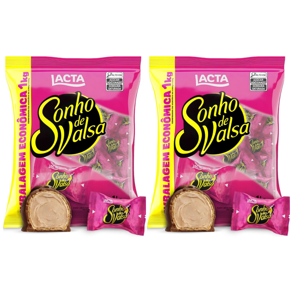 Kit 2kg Pacote Bombom Sonho De Valsa Chocolate Lacta 1kg Cada