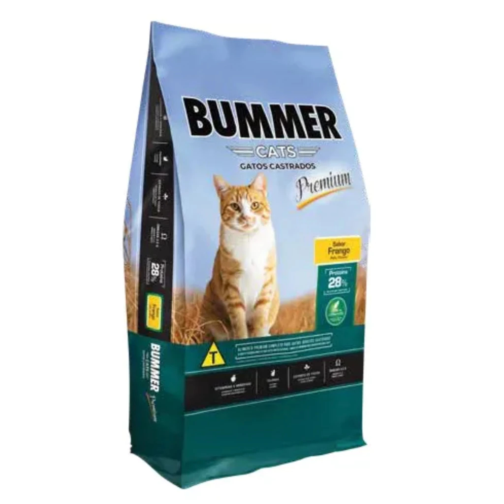 Ração para gato castrado 10kg Bummer gatos castrados Premium sem corantes omega 3 e 6 27% de proteina (ENVIO RAPIDO)