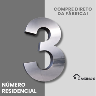 NUMERO RESIDENCIAL ACO INOX POLIDO 15 CM - 3D em Oferta na Shopee
