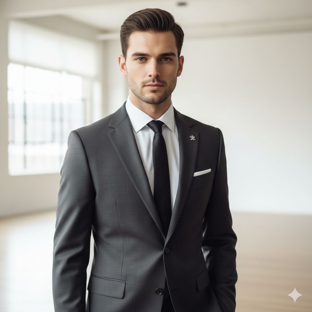Terno Slim Cinza Escuro Para Padrinhos Executive Microfibra