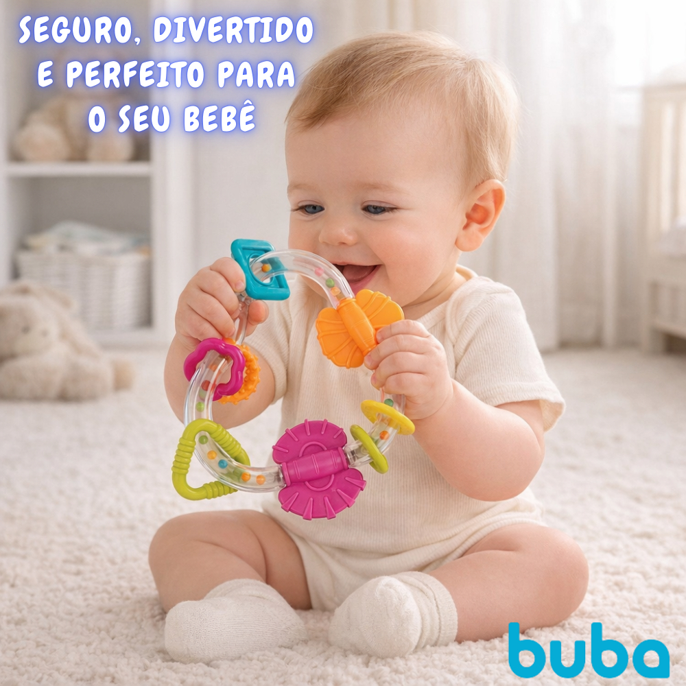 Chocalho Bebê Buba Atividades Infantil Sensorial Educativo Colorido em Oferta na Shopee