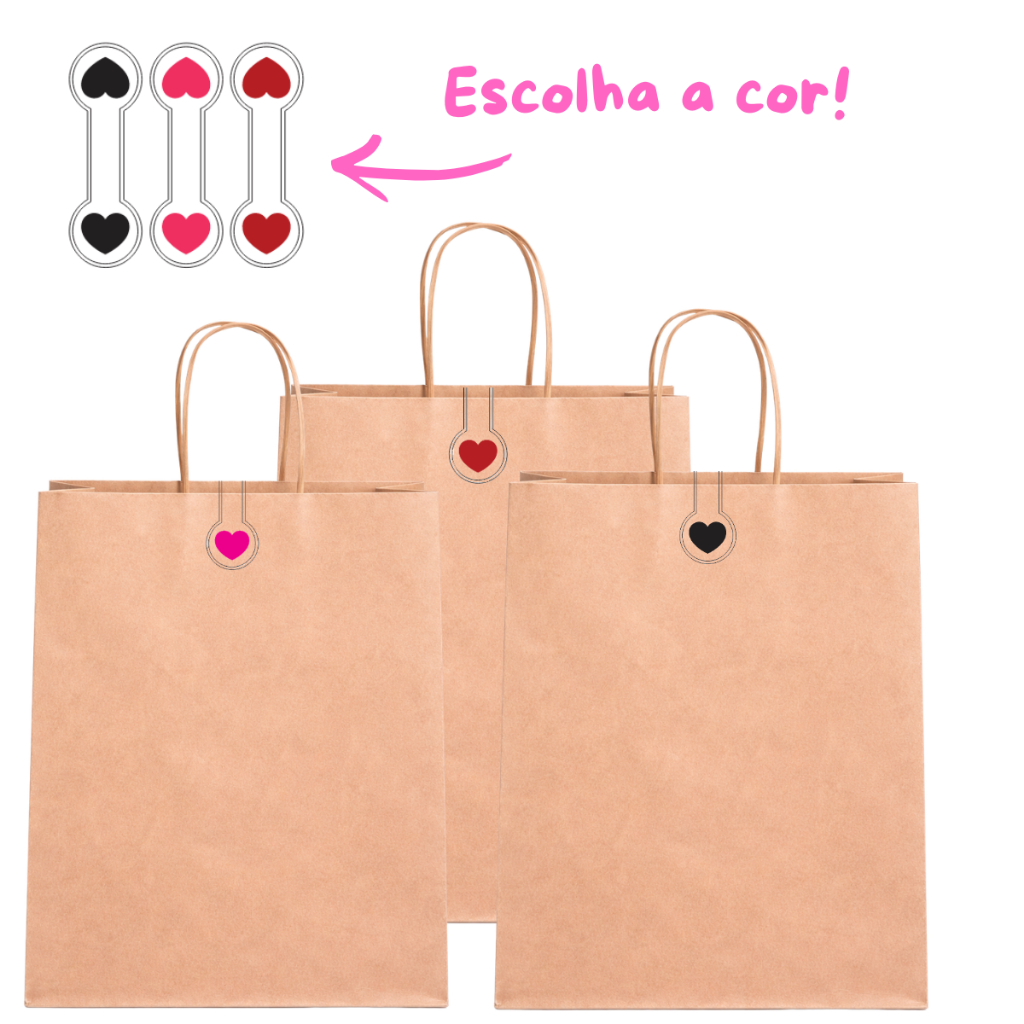Lacre Coração Adesivo Transparente 9x3cm Personalizado para Sacolas Brindes Lembrancas e Embalagens