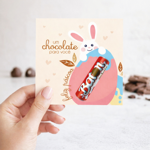 Cartão de Páscoa 9x9 - Para Cliente  Lembrancinha Chocolate Mimo - Presente - agradecimento